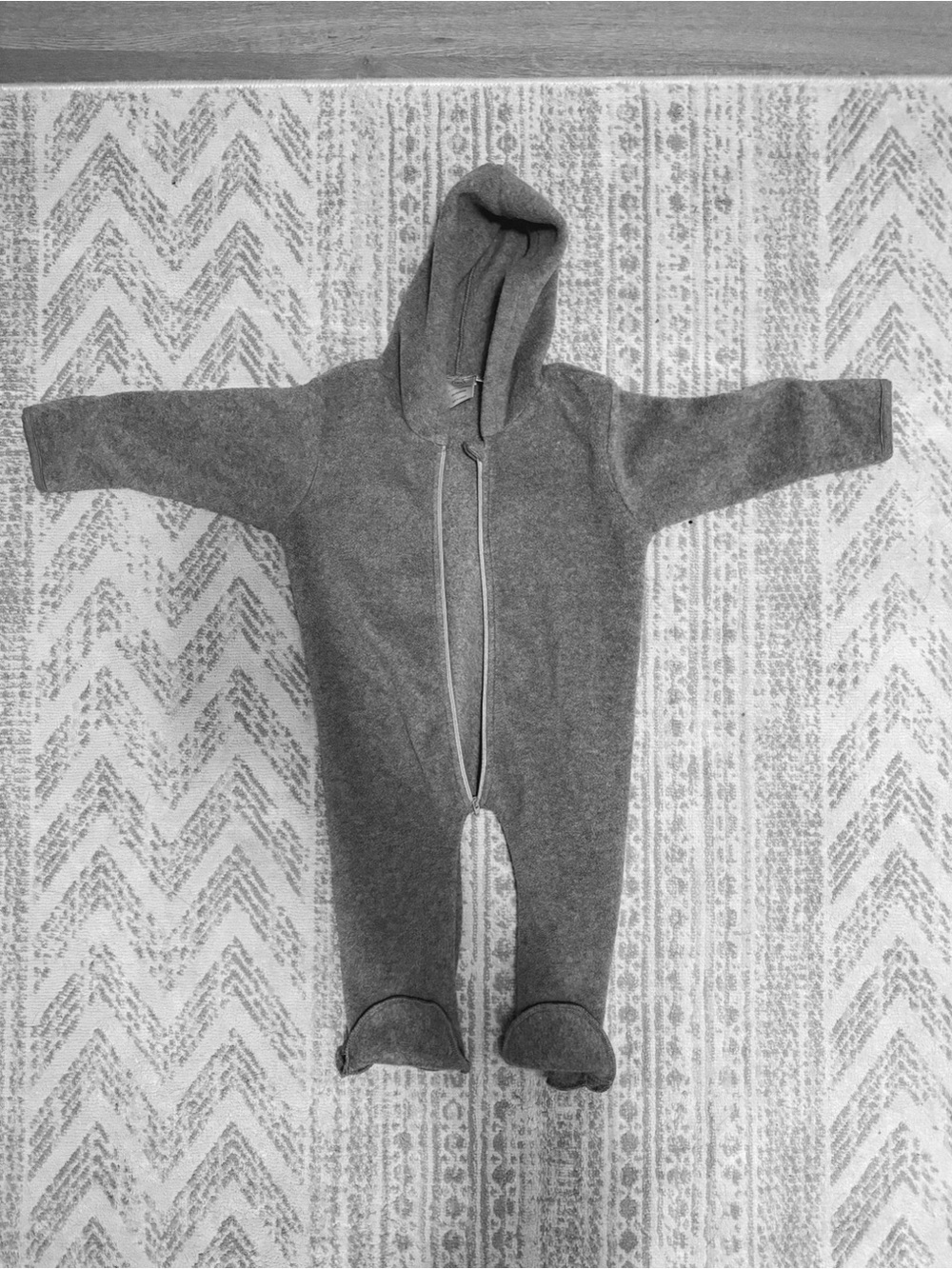 tba Gray Hooded Footed One-Piece Baby Romper